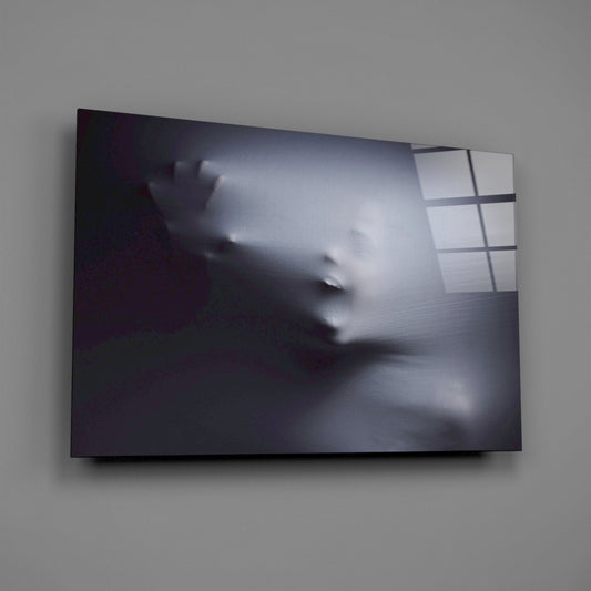 Ghostly Face Pressing Through Fabric Glass Wall Art – view 2