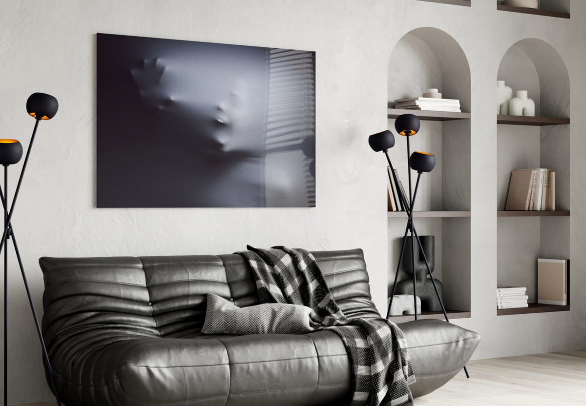 Ghostly Face Pressing Through Fabric Glass Wall Art – view 4
