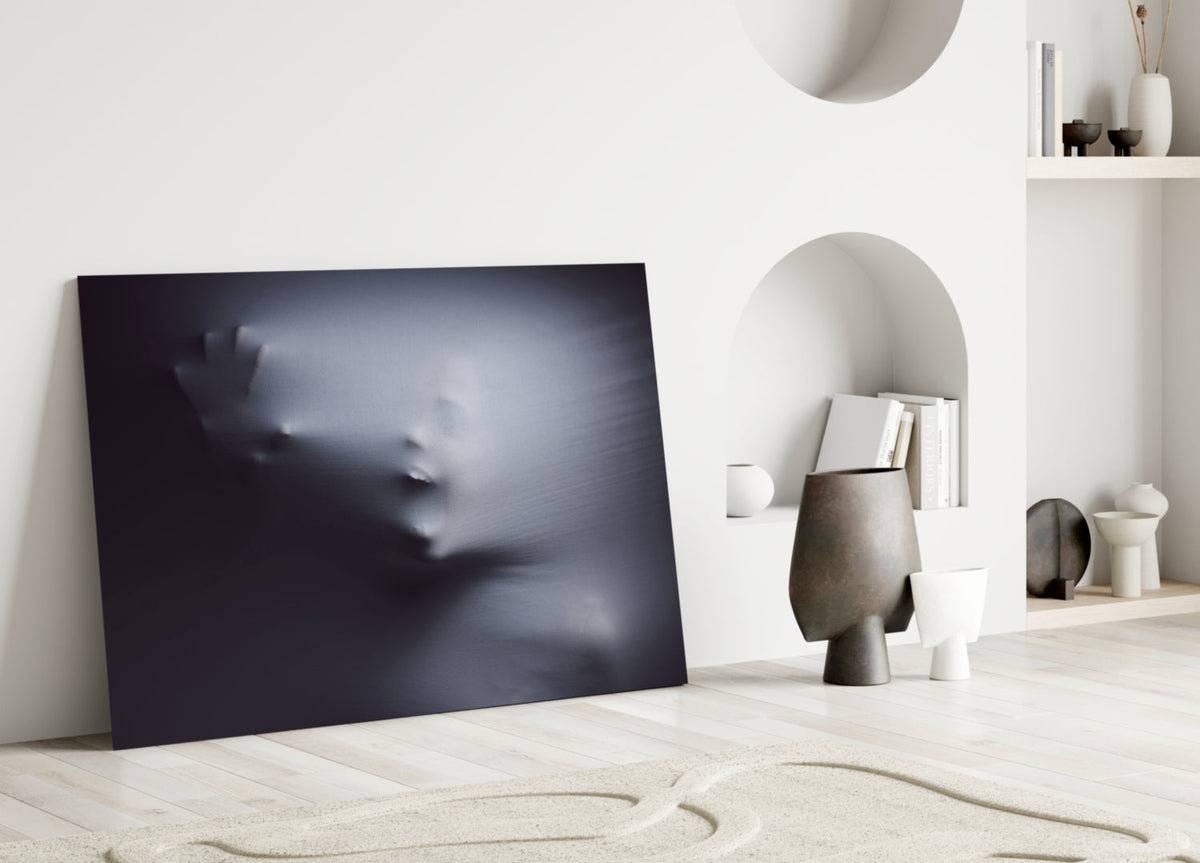 Ghostly Face Pressing Through Fabric Glass Wall Art – view 3