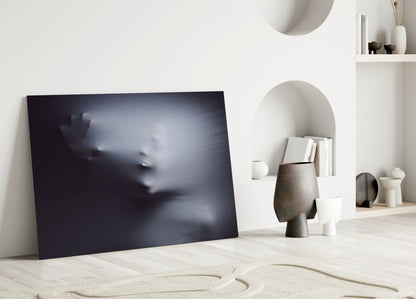 Ghostly Face Pressing Through Fabric Glass Wall Art – view 3