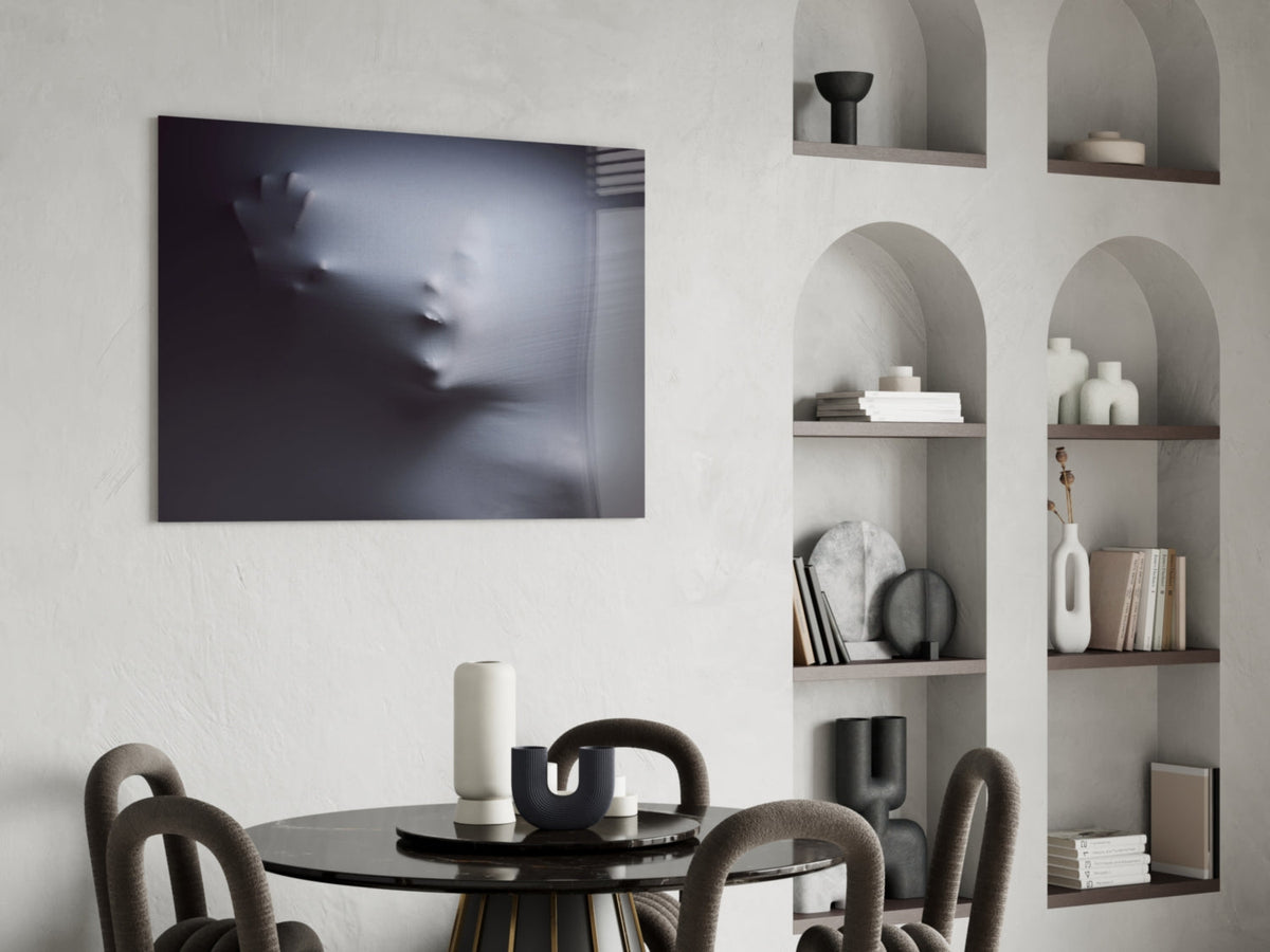 Ghostly Face Pressing Through Fabric Glass Wall Art – view 5