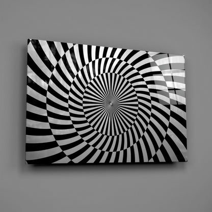 Black and White Optical Spiral Op-Art Glass Wall Art – view 2