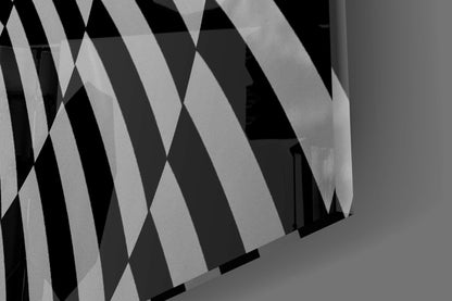 Black and White Optical Spiral Op-Art Glass Wall Art – view 7