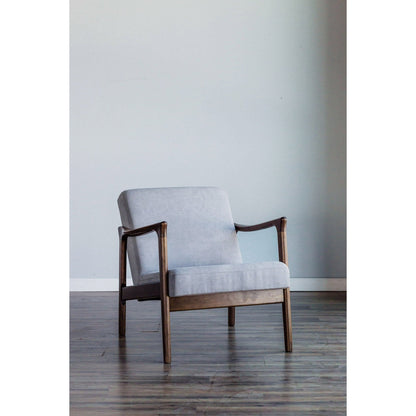 Zephyr Solid Wood Lounge Chair with Light Gray Fabric