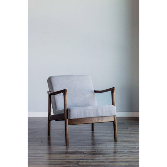 Zephyr Solid Wood Lounge Chair with Light Gray Fabric