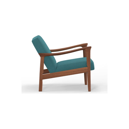 Zephyr Solid Wood Lounge Chair with Turquoise Fabric Seat – view 4
