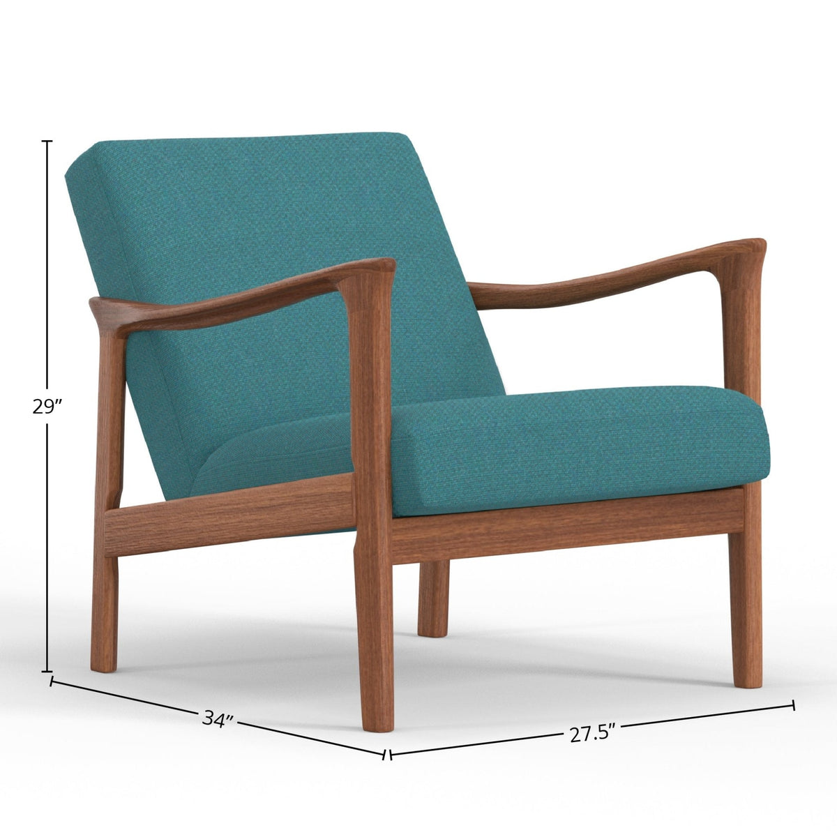 Zephyr Solid Wood Lounge Chair with Turquoise Fabric Seat – view 6