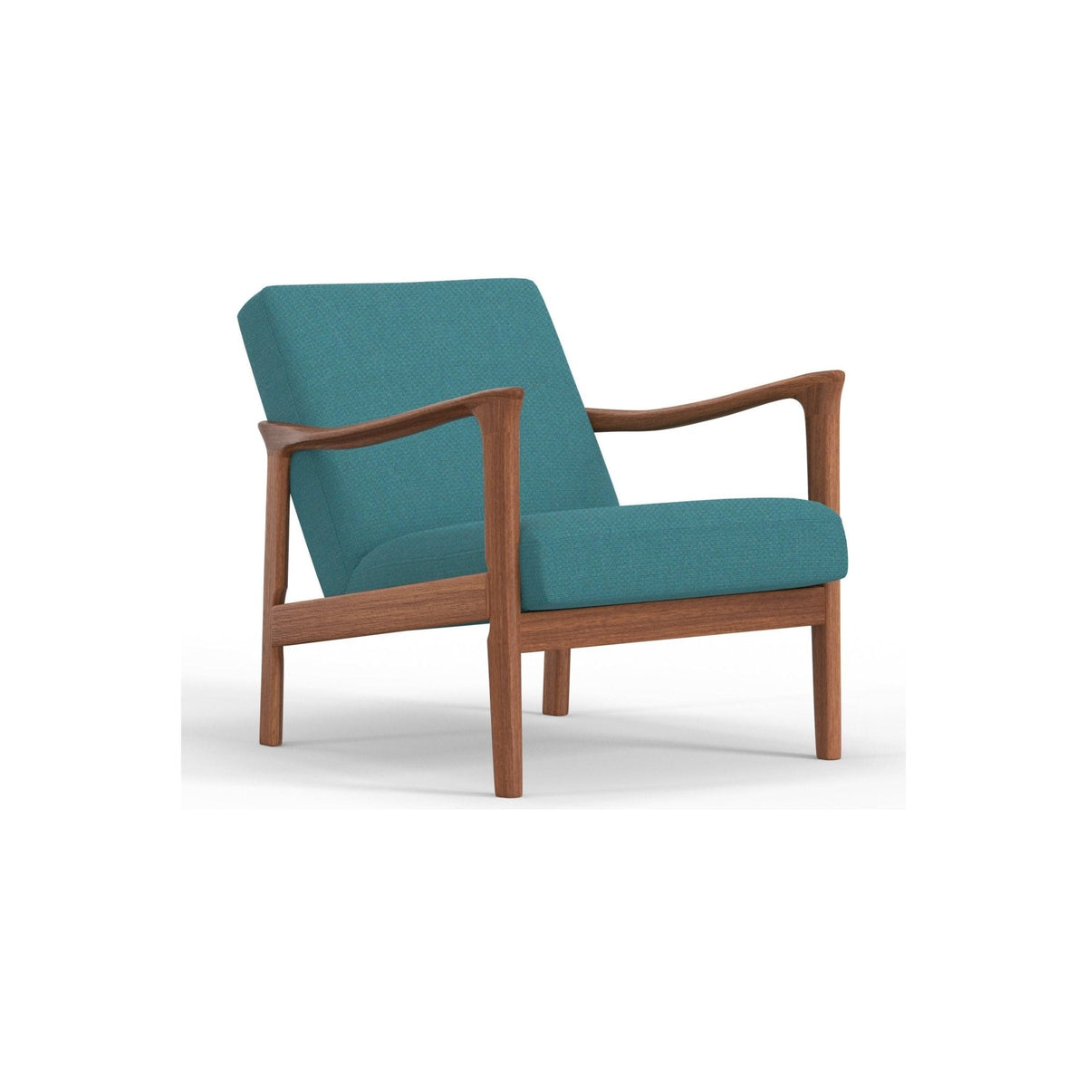 Zephyr Solid Wood Lounge Chair with Turquoise Fabric Seat – view 2