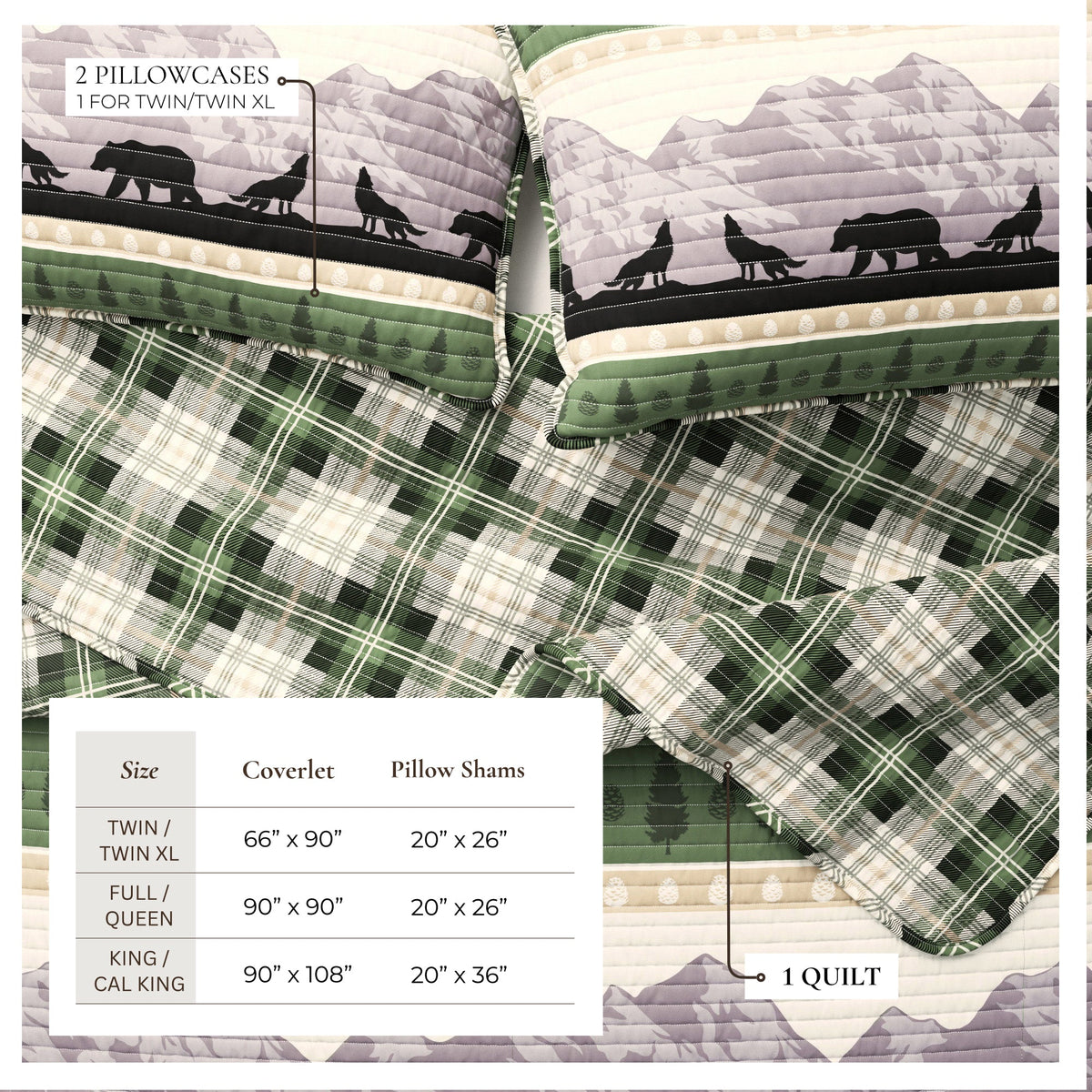 Forest Patchwork Plaid Lodge Quilt Set – Salt Creek Collection – view 3