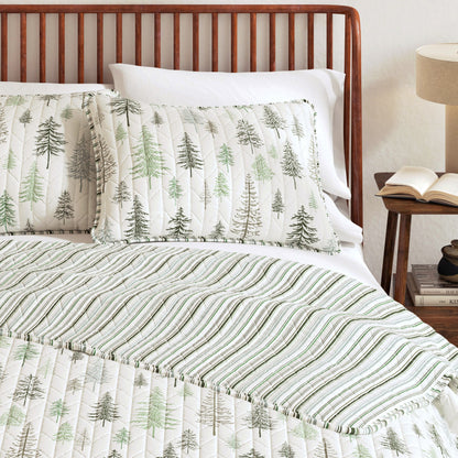 Evergreen Trees Lodge Quilt Set with Stripe Reverse – Truckee Collection – view 6