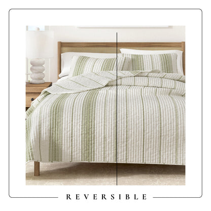 Classic Farmhouse Stripe Reversible Quilt Set – Wesley Collection – view 11
