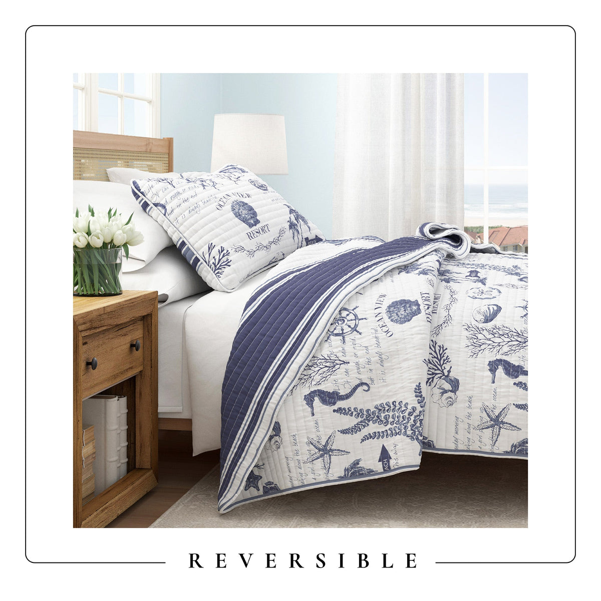 Seacoast Memories Printed Cotton Quilt Set – Calypso Collection – view 5