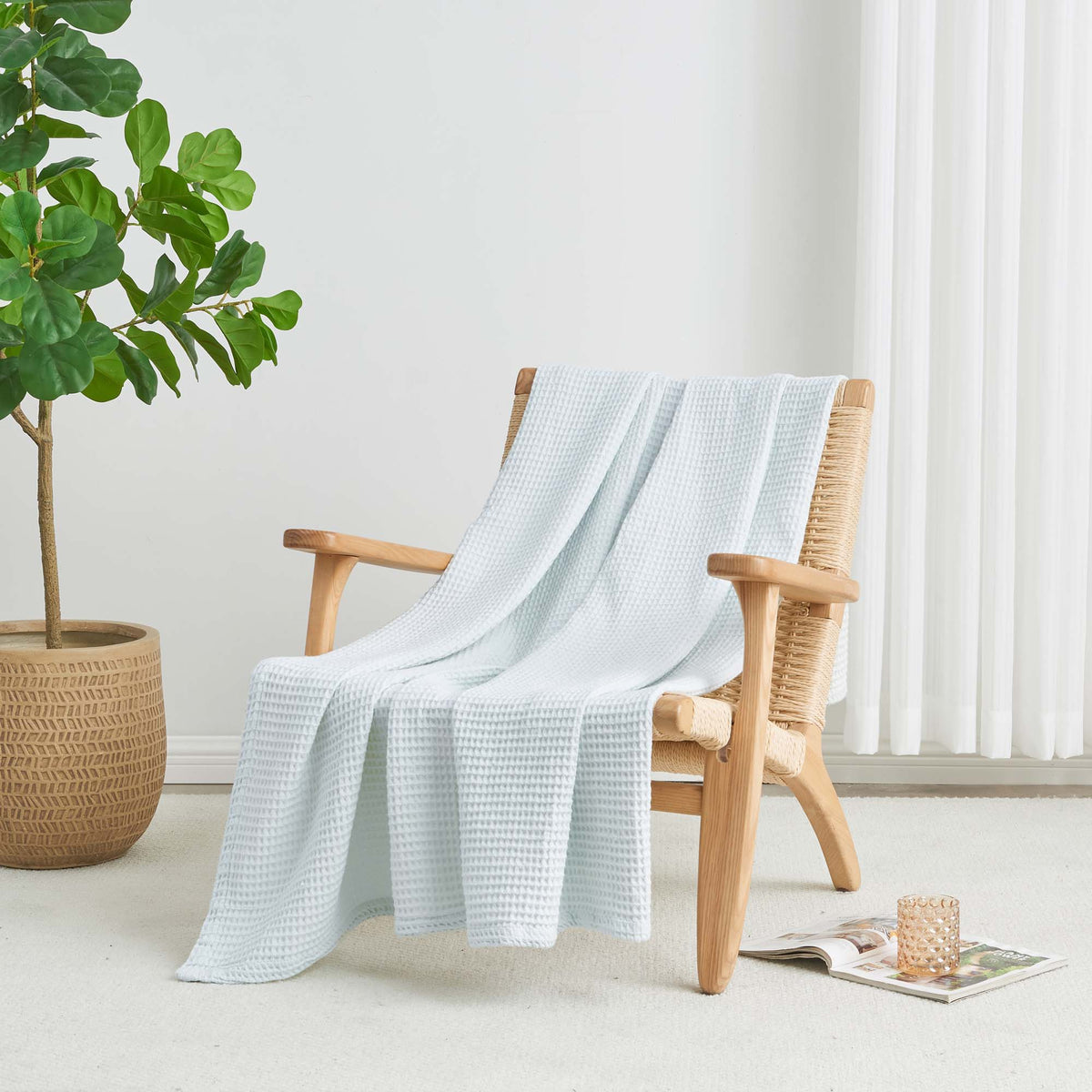 Mikala Collection 100% Cotton Waffle Weave Blanket – view 13