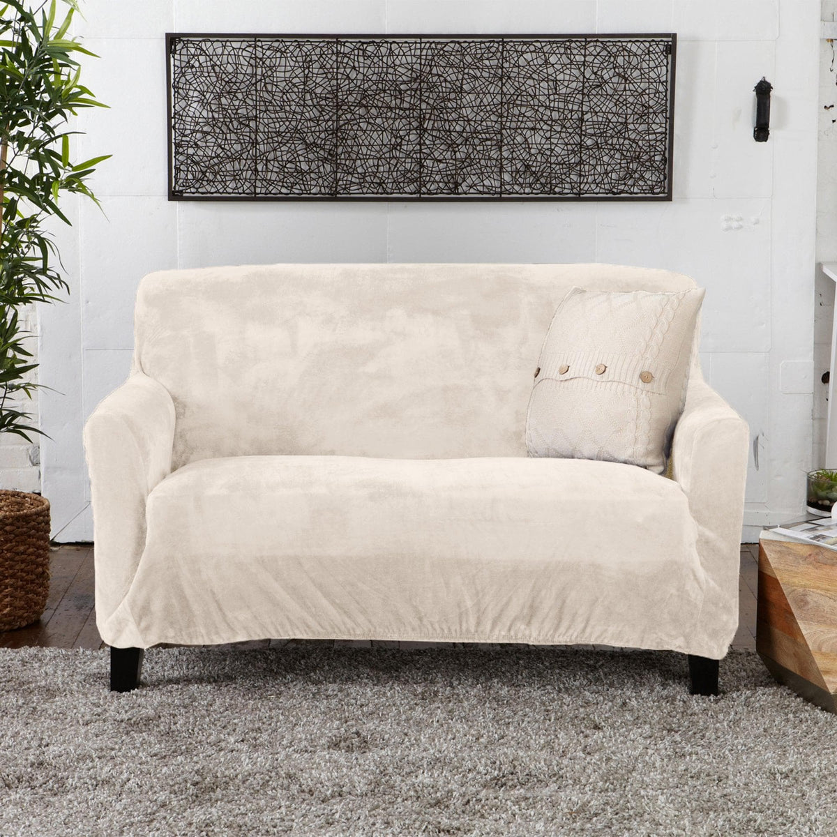 Velvet Stretch Slipcover – Gale Collection Form-Fit Sofa Cover – view 66