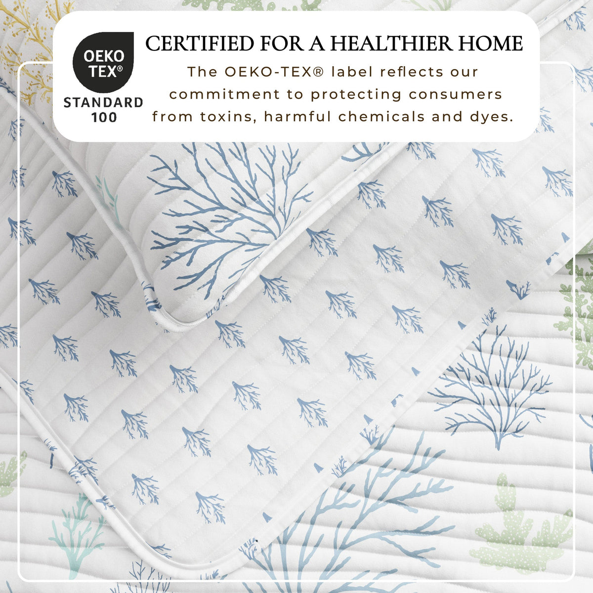 Maldives Pastel Coral Seashell Coastal Microfiber Quilt – view 2