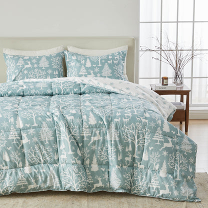 Reversible Holiday and Lodge Comforter and Sham Set – Odette Collection – view 49