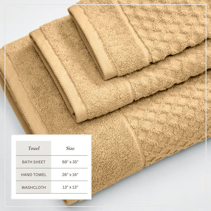 Cotton Diamond Waffle Weave Bath Towel Set – Grayson Collection – view 38