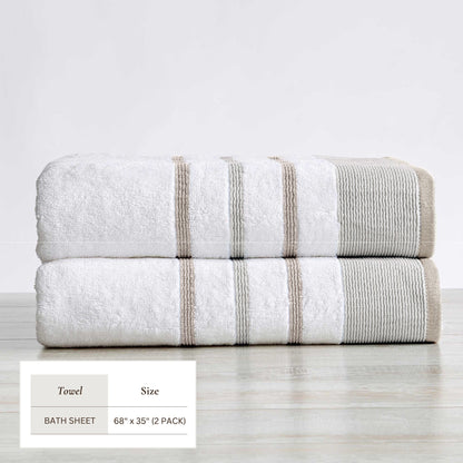 Decorative Cotton Stripe Bath Towel Set – Noelle Collection – view 24