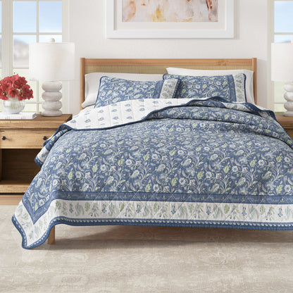 Boho Floral Printed Cotton Quilt and Sham Set – Indira Collection – view 7
