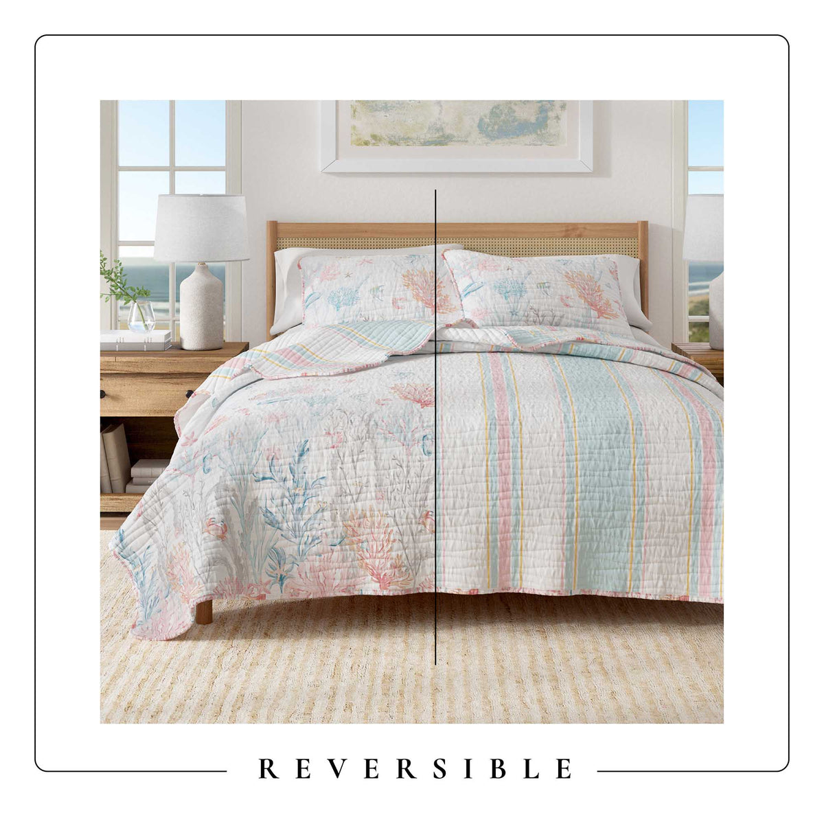 Coral Reef Coastal Microfiber Quilt Set – Caymen Collection – view 5